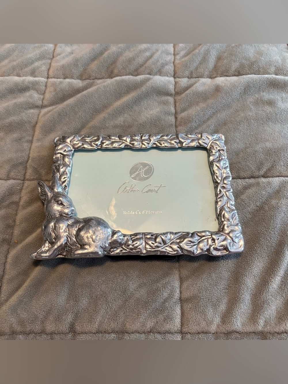 Arthur Court Silver Toned Bunny Leaf Border Picture Frame